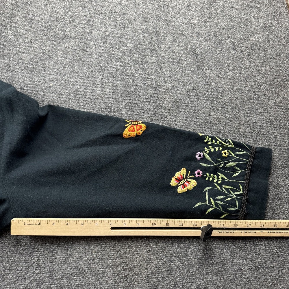Quacker Factory Jacket Womens Large Floral Butterfly Embroidered Boho‎ Garden - Picture 8 of 9